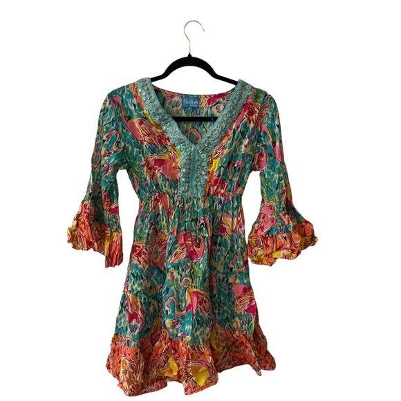 Colorful Flamingo Print Dress - Picture 1 of 4